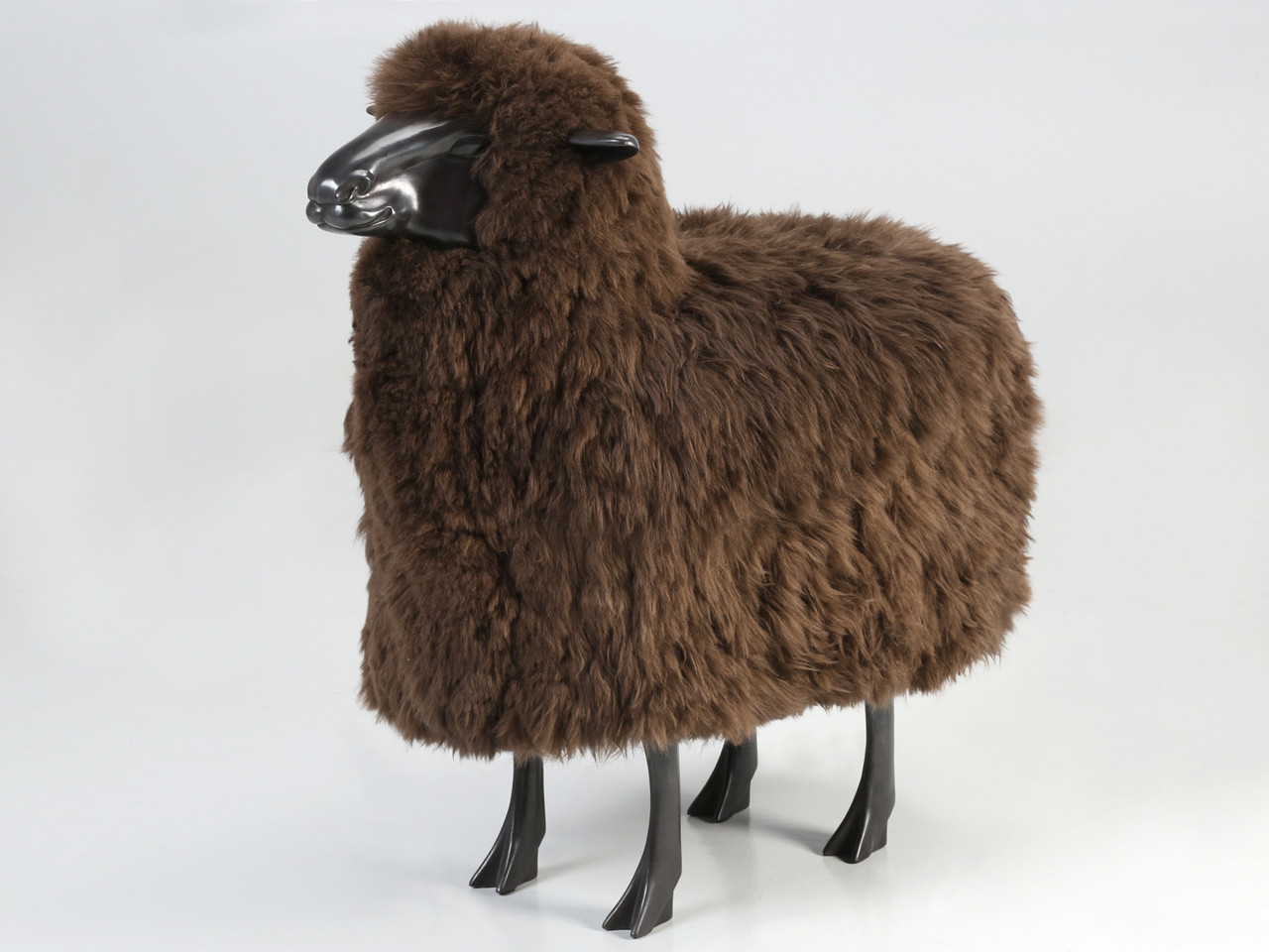 Solid Bronze Sheep with Real Brown Sheep Fur | Old Plank