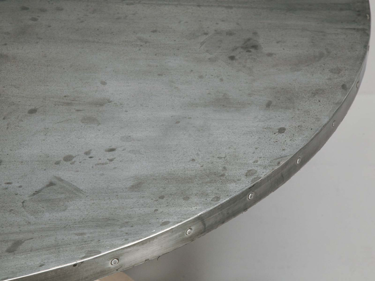 Custom French Round Zinc Topped Dining Table Old Plank