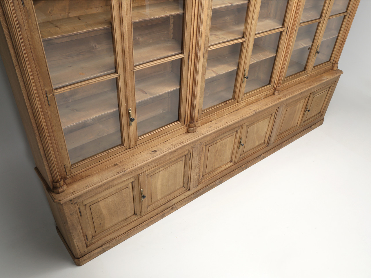 French Louis Philippe Washed Oak Bookcase with Original Glass