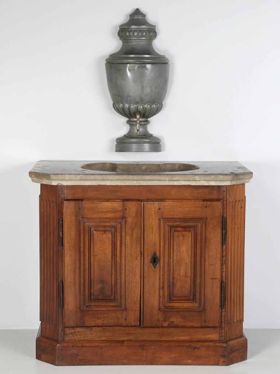 Pedestal Sink Storage Cabinet Double Door Under Sink Antique White Walnut