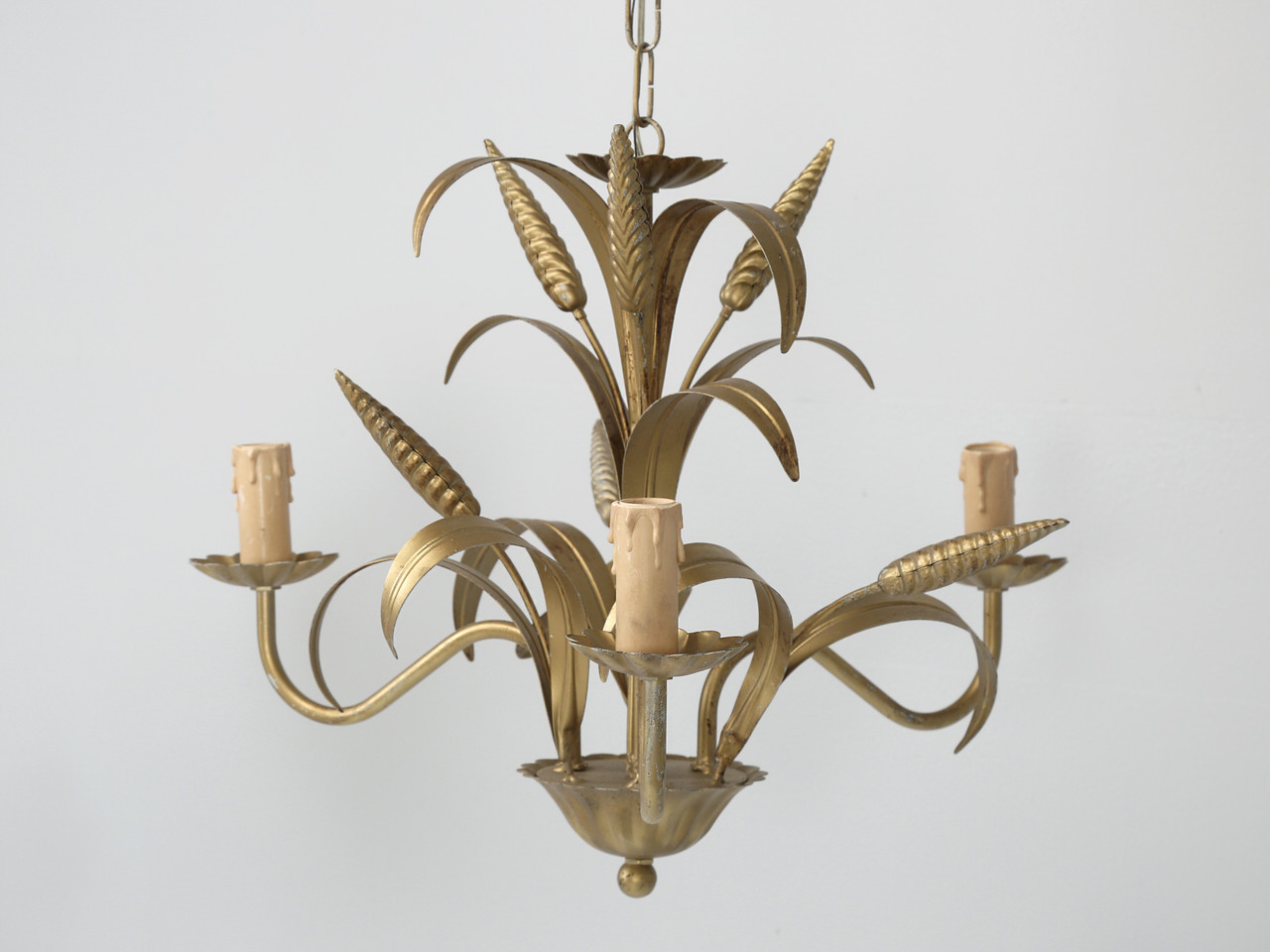 Gilded Pair of Italian Mid-Century Coco Chanel Style Chandeliers