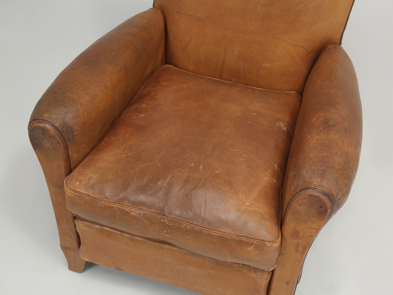 Vintage French Club Chair | All Original Leather, Restored