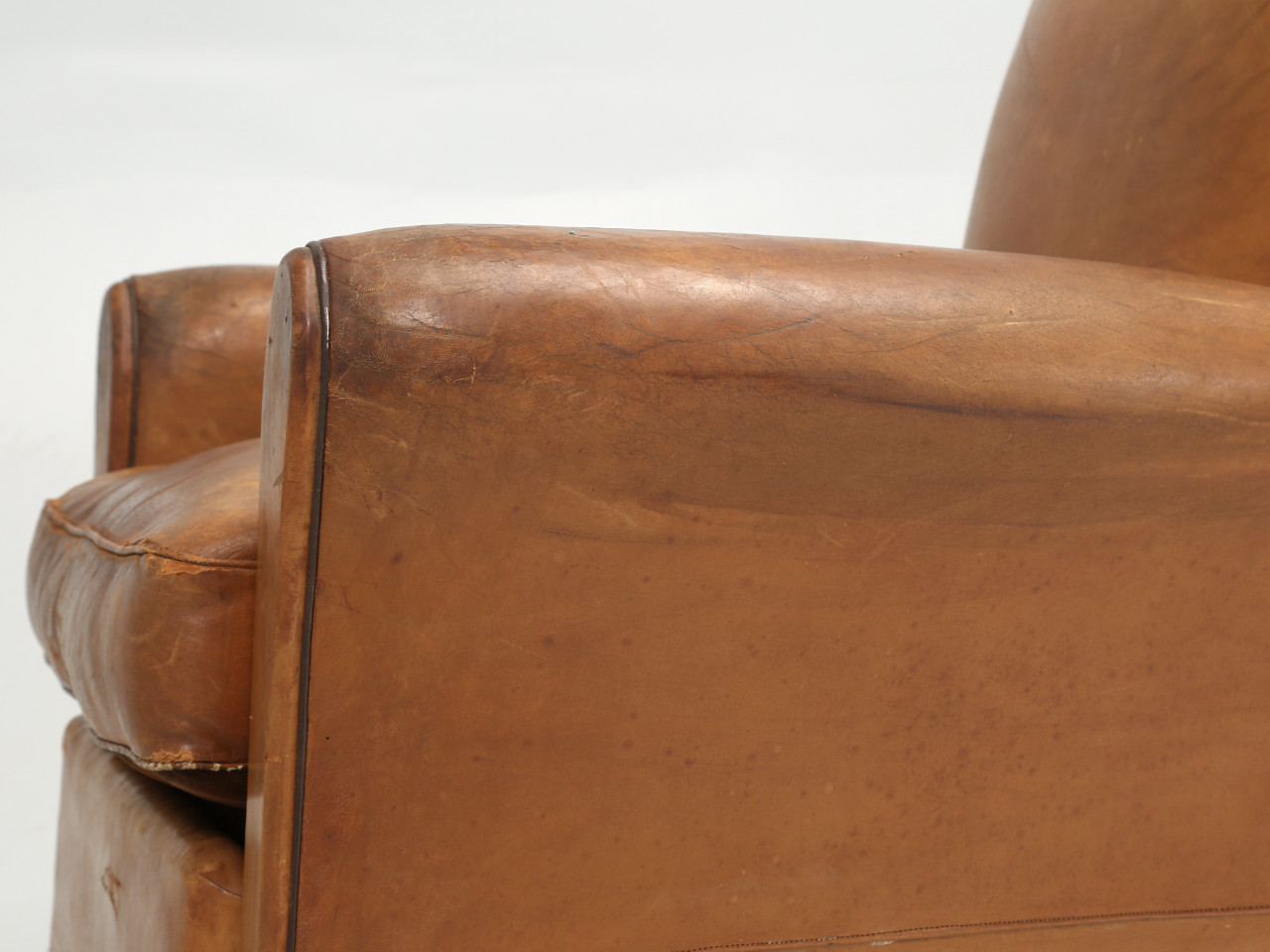 Vintage French Club Chair | All Original Leather, Restored