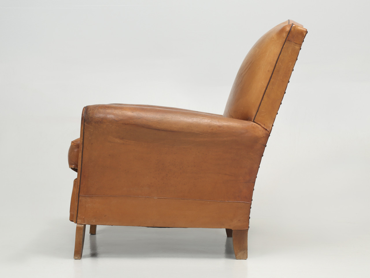 Vintage French Club Chair | All Original Leather, Restored