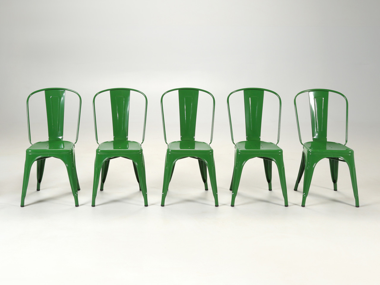 Romanian Dark Green Original French Tolix Stacking Chairs - Set of (5)