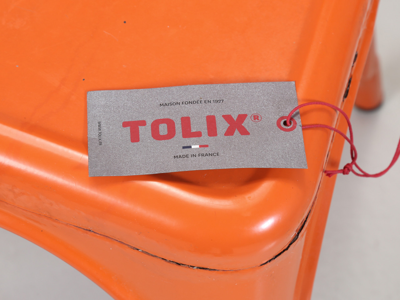Vintage Orange Original French Tolix Steel Stacking Chairs - Set