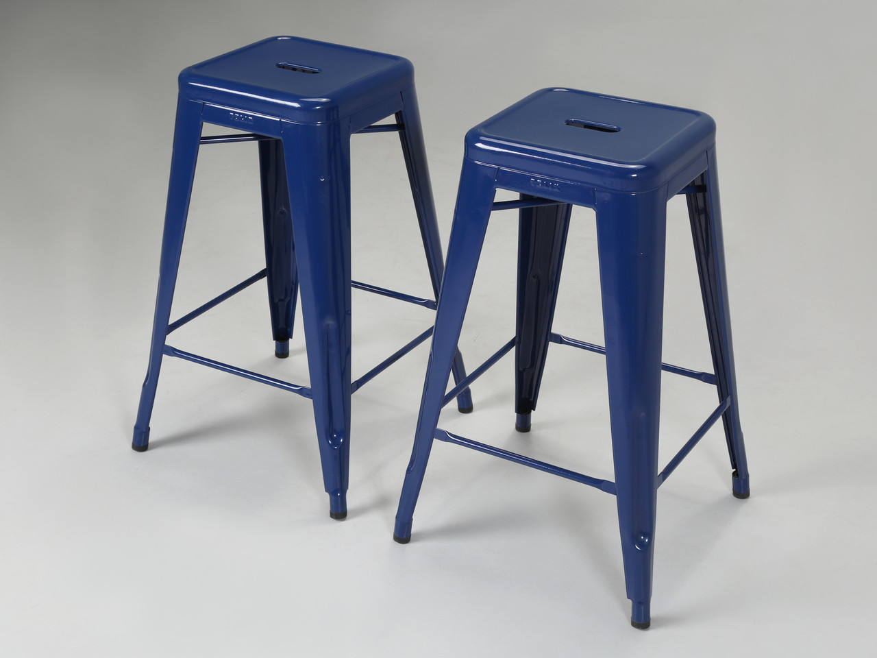 Glossy Navy Blue Original Tolix Counter Stools - Set of (2)