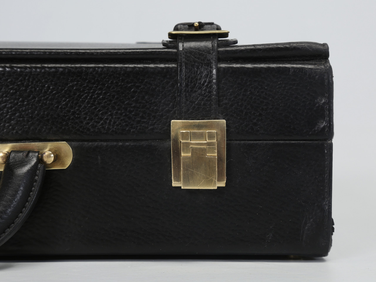 Hermès Rare Vintage Black Leather Briefcase Expandable with Straps