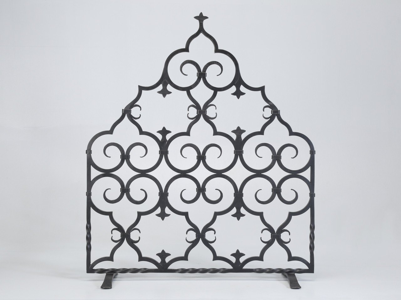 Old Plank Hand-Wrought Iron Mediterranean Fireplace Screen