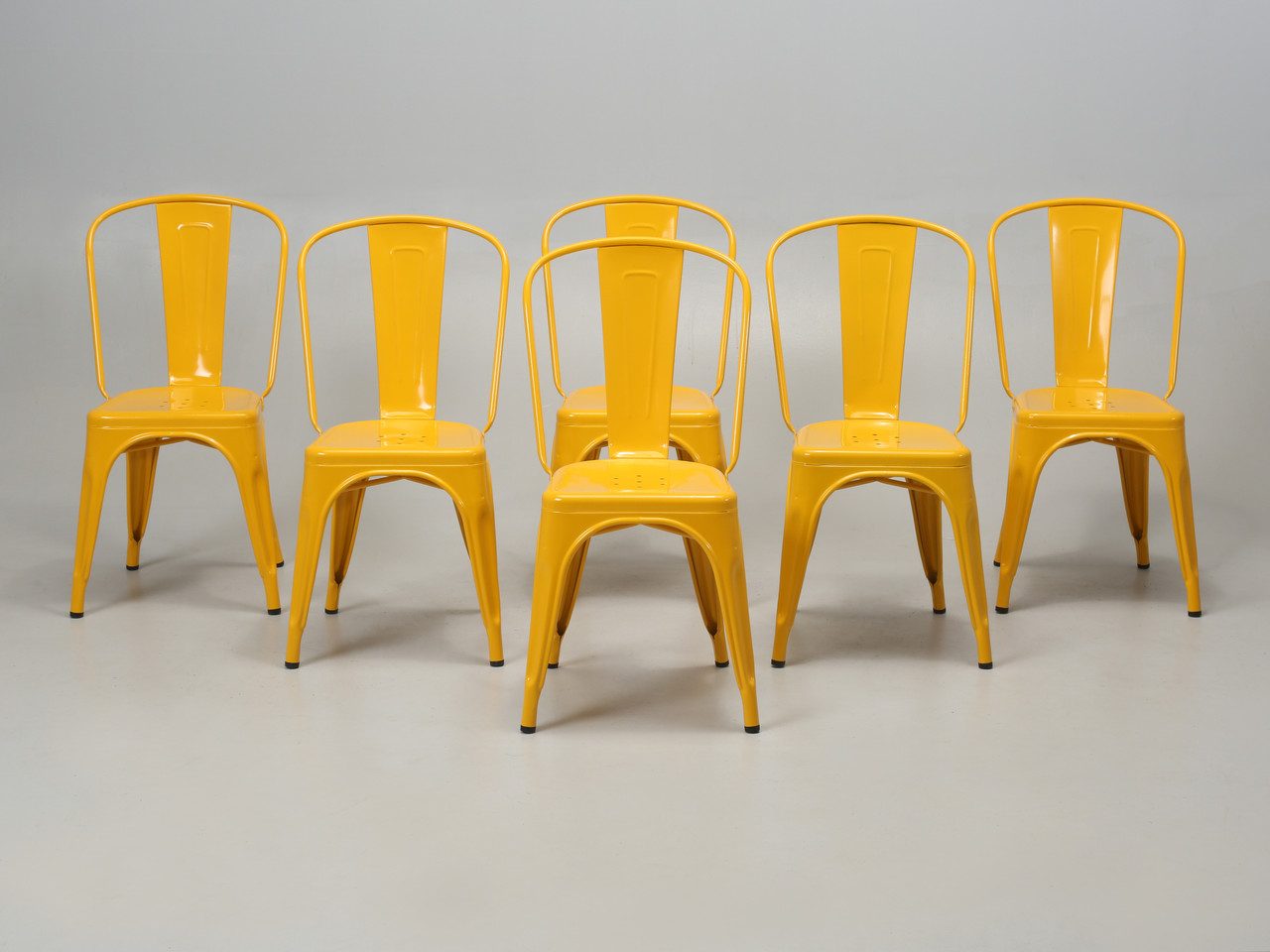 Mustard Yellow French Tolix Stacking Chairs - Set of (6)
