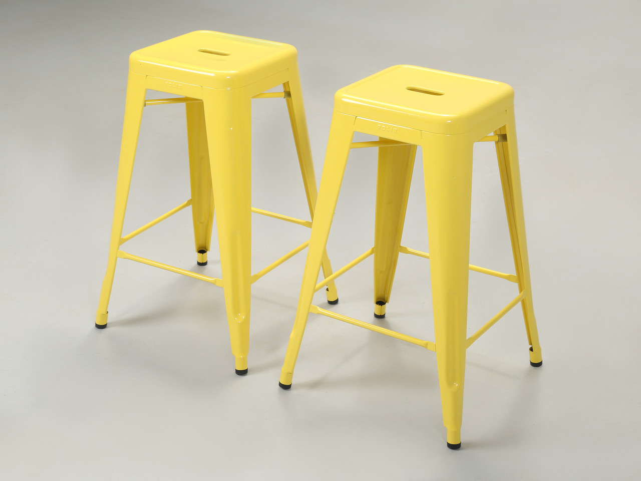 Authentic French Tolix Stools Lemon Yellow - Set of (2)