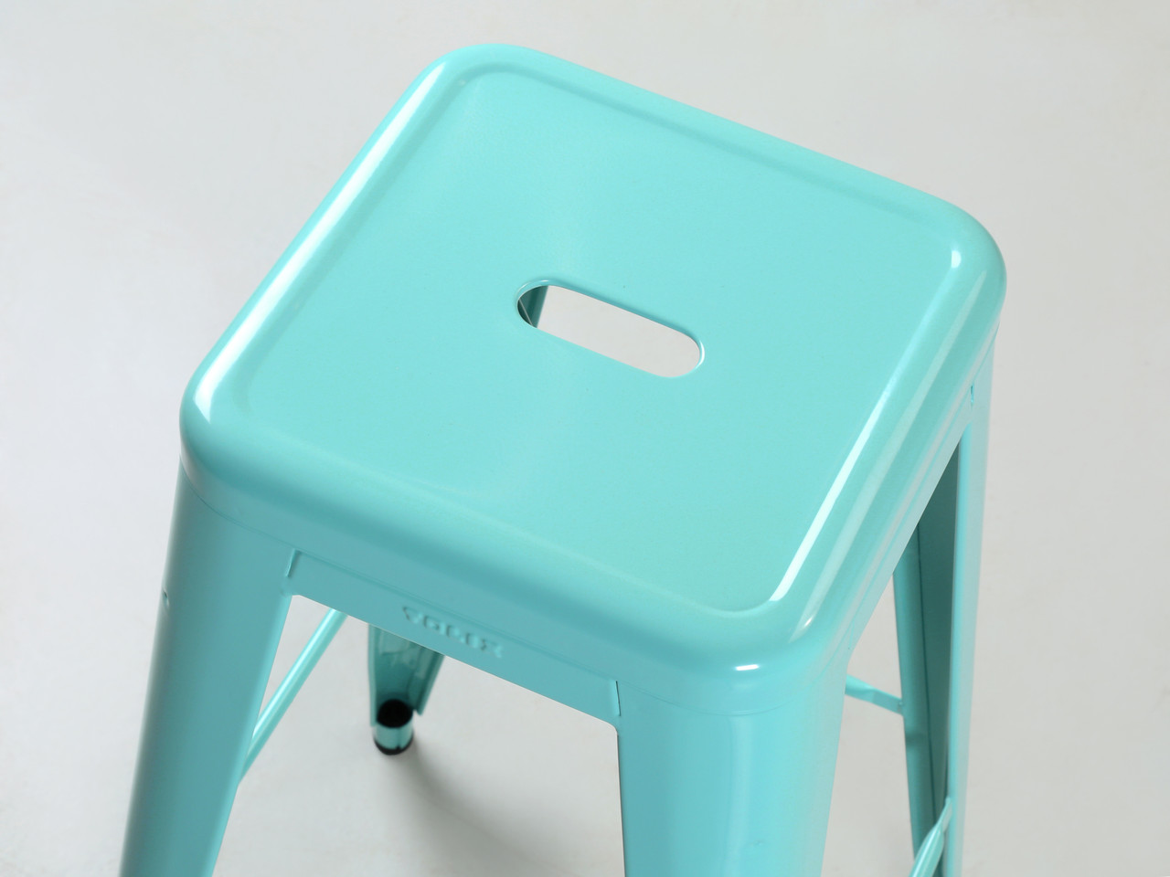 Four Authentic French Tolix Cyan Blue Stacking Bar Stools
