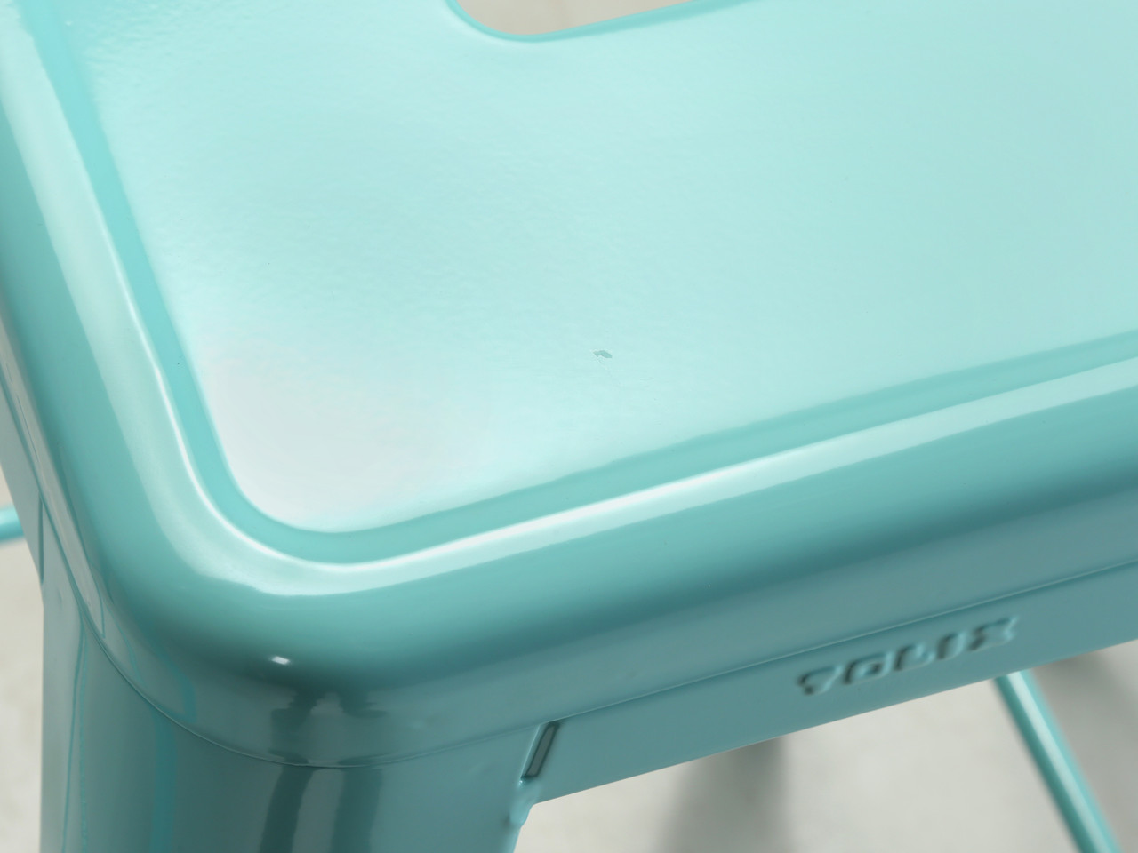 Four Authentic French Tolix Cyan Blue Stacking Bar Stools