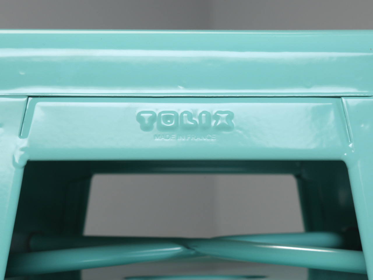Four Authentic French Tolix Cyan Blue Stacking Bar Stools