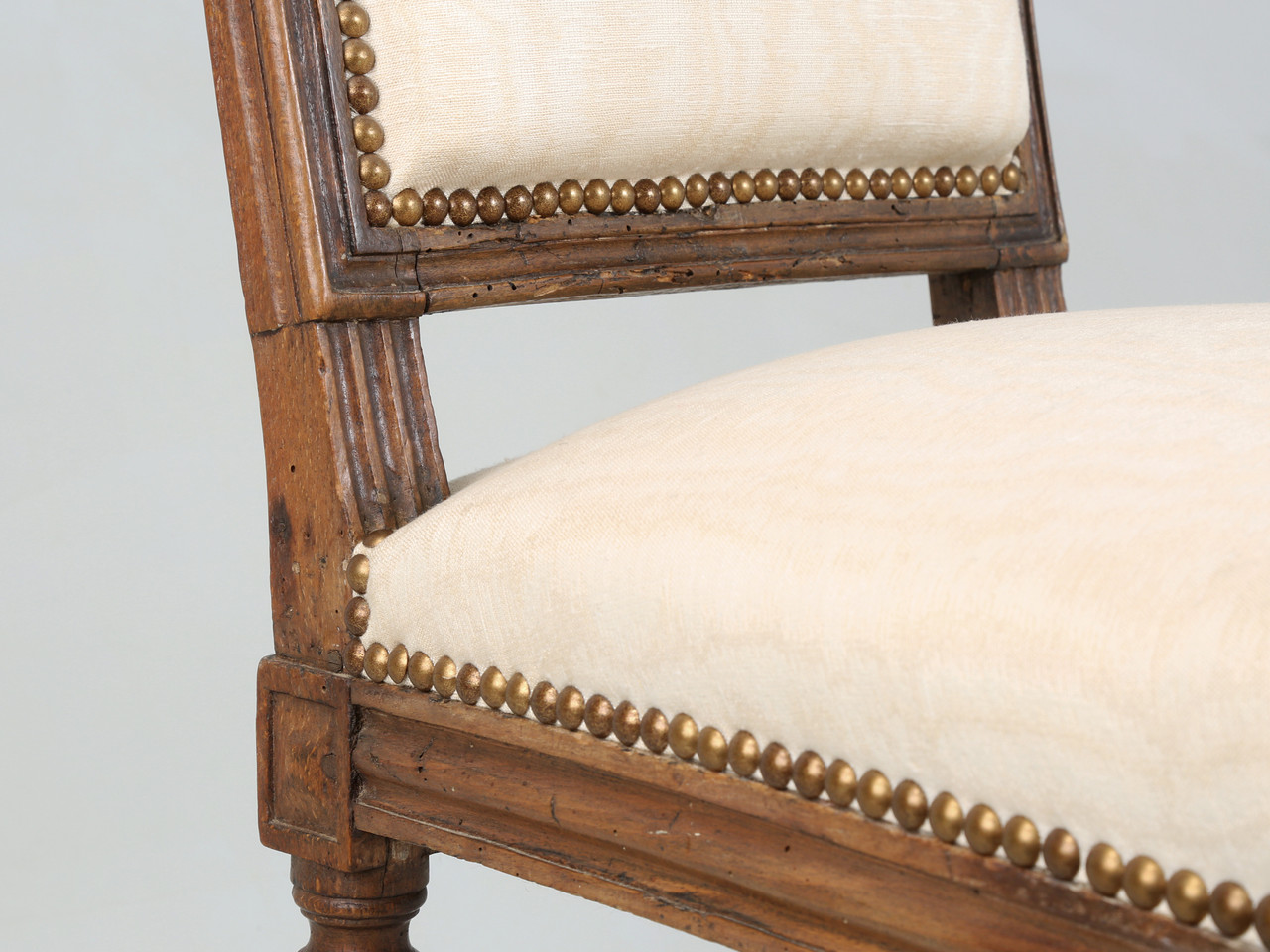 Antique French Louis XVI Chair Side Hand-Carved Walnut