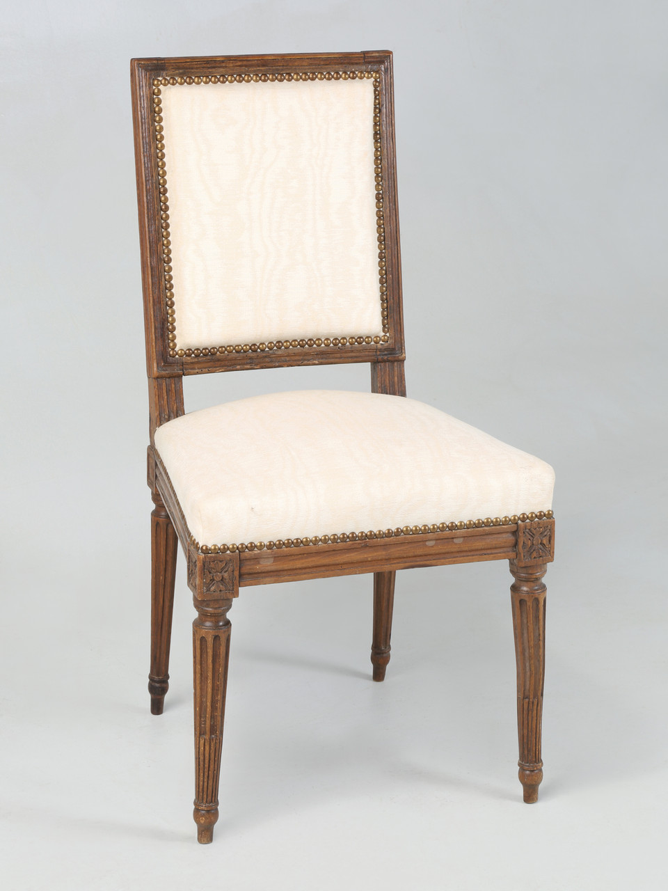 Antique French Louis XVI Chair Side Hand-Carved Walnut