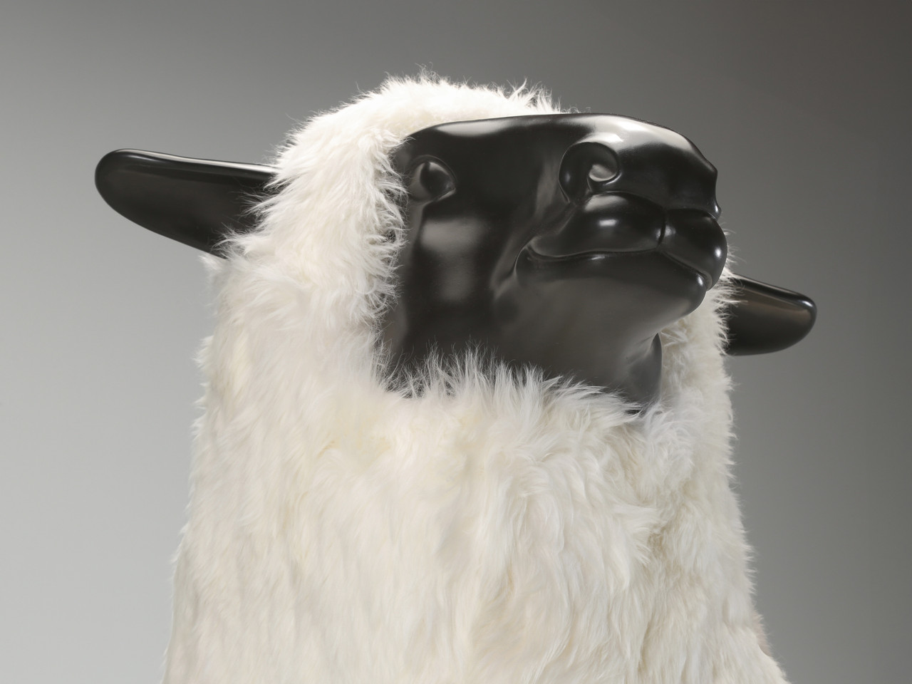 Old Plank Sheep 6' - Real Sheep Fur Large Sheep Sculpture.