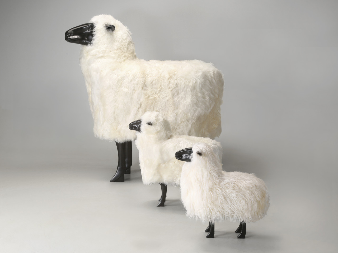 Old Plank Sheep 6' - Real Sheep Fur Large Sheep Sculpture.