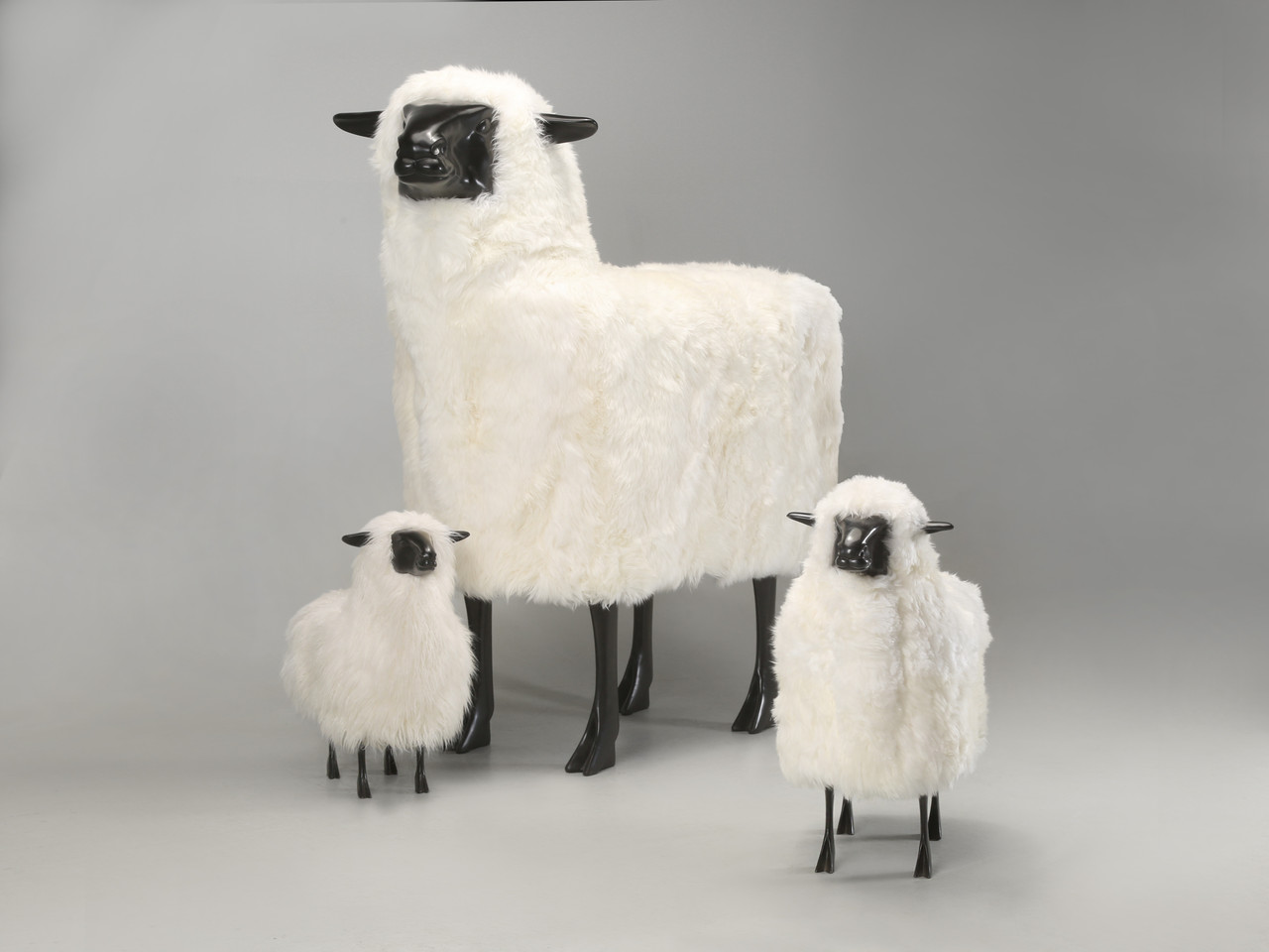 Old Plank Sheep 6' - Real Sheep Fur Large Sheep Sculpture.