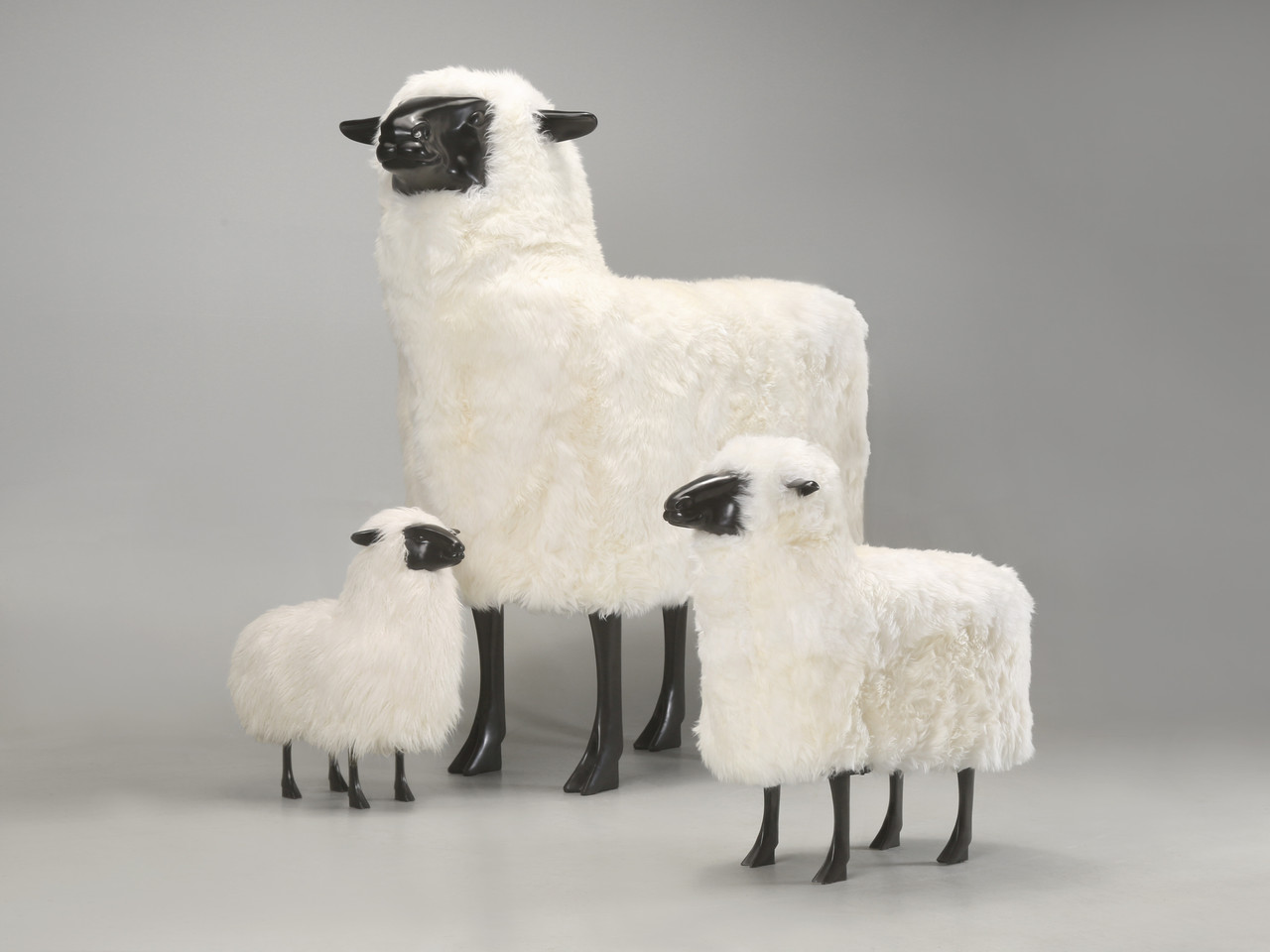 Old Plank Sheep 6' - Real Sheep Fur Large Sheep Sculpture.