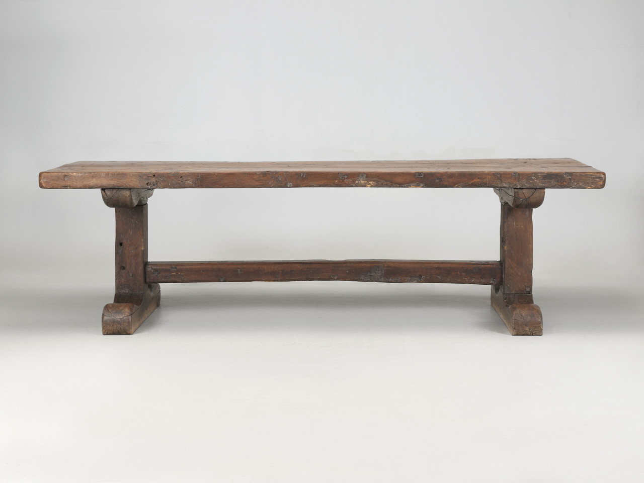 Antique Trestle French Rustic Oak Table Original c1800