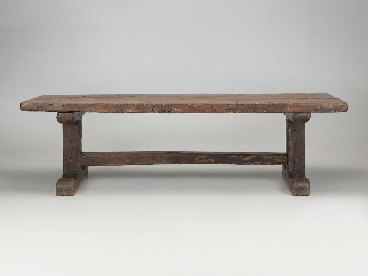 Antique Trestle French Rustic Oak Table Original c1800