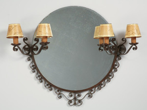 French Art Deco Mirror with Sconces French Art Deco Mirror with Sconces