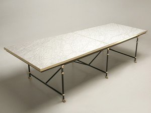 French Industrial Inspired Style Dining Table Steel, Brass, and Bronze, Any Size French Industrial Inspired Style Dining Table Steel, Brass, and Bronze, Any Size