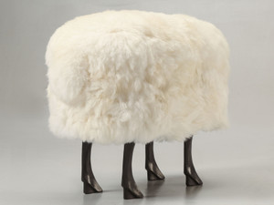 Old Plank Collection Sheep Ottoman w/ Solid Bronze Legs and Real Fur, Shearling, Wool, Sheepskin, Lifesize, Life-Like, Customizable Main Old Plank Collection Sheep Ottoman w/ Solid Bronze Legs and Real Fur, Shearling, Wool, Sheepskin, Lifesize, Life-Like, Customizable Main