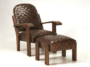 Handwoven Leather French Style Club Chair with Matching Ottoman, Optional colors Handwoven Leather French Style Club Chair with Matching Ottoman, Optional colors