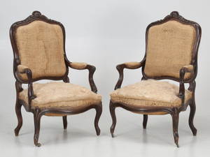 Pair of Antique French Carved Parlor or Living Room Armchairs Pair of Antique French Carved Parlor or Living Room Armchairs