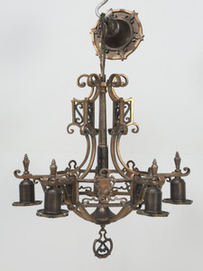 Antiques Brass Chandelier Arts & Craft Style Front Antiques Brass Chandelier Arts & Craft Style Front