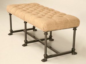 Custom Bench with Steel Frame & Tufted Seat Custom Bench with Steel Frame & Tufted Seat