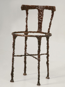 Vintage Bronze Giacometti Inspired Chair Angled Vintage Bronze Giacometti Inspired Chair Angled