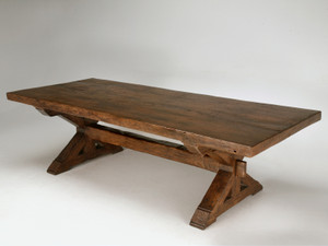 French Inspired Farm Table Antique White Oak Heavily Distressed Full View French Inspired Farm Table Antique White Oak Heavily Distressed Full View