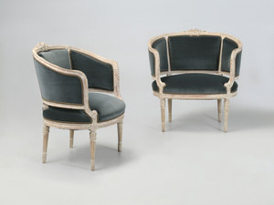 Antique French Louis XVI Style Armchairs or Bergère Chairs from the Early 1800’s Antique French Louis XVI Style Armchairs or Bergère Chairs from the Early 1800’s