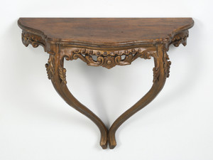 Antique French Hand-Carved Wall-Mounted Console Table Full view Antique French Hand-Carved Wall-Mounted Console Table Full view