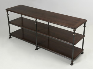 French Industrial Inspired Kitchen Island, Steel and Bronze Full Side View French Industrial Inspired Kitchen Island, Steel and Bronze Full Side View