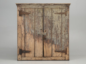 Antique Original Paint Rustic 2-Door Cupboard from Ireland Fabulous Patina Full Front View Antique Original Paint Rustic 2-Door Cupboard from Ireland Fabulous Patina Full Front View
