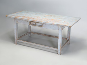 Antique Swedish Painted Table That Would Make for a Great Looking Kitchen Island | Angle Full Body View Antique Swedish Painted Table That Would Make for a Great Looking Kitchen Island | Angle Full Body View