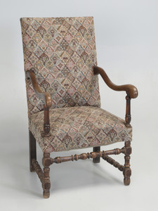 Antique French Armchair in the Style of Louis XIII in Unrestored Condition | Front Antique French Armchair in the Style of Louis XIII in Unrestored Condition | Front