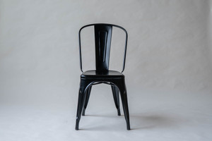 Set of (2) Authentic Matte Black French Tolix Powder-Coated Steel Stacking Chairs Set of (2) Authentic Matte Black French Tolix Powder-Coated Steel Stacking Chairs