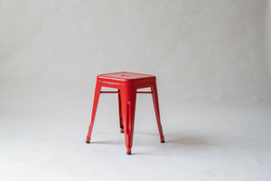 Original French Tolix Barn Red Powder-Coated Stacking Stools - Set of (5) Original French Tolix Barn Red Powder-Coated Stacking Stools - Set of (5)