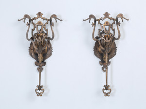 Pair of Hand-Made Heavy Brass Sconces c1908 Historic Home