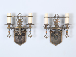 Pair Brass Sconces from a Historic Shaw Home c1909