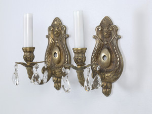 Pair Solid Brass Hand-Made Sconces circa 1908