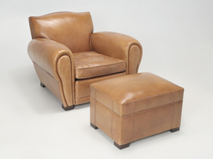 French Inspired Leather Club Chair with Ottoman French Inspired Leather Club Chair with Ottoman
