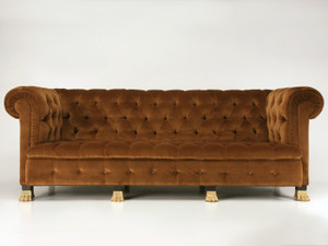 Custom Chesterfield Sofa w/ Gold Feet Front Custom Chesterfield Sofa w/ Gold Feet Front