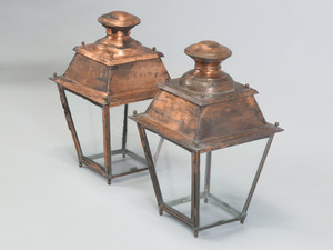 Pair of Vintage French Copper Lanterns from Toulouse France Unrestored Condition Pair of Vintage French Copper Lanterns from Toulouse France Unrestored Condition