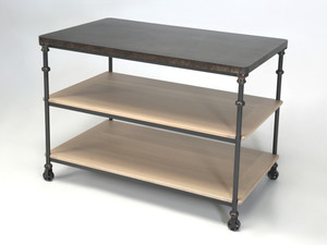 French Industrial Style Kitchen Island Zinc, Bronze, Steel by Old Plank Any Size French Industrial Style Kitchen Island Zinc, Bronze, Steel by Old Plank Any Size